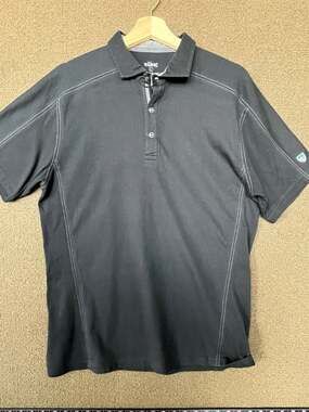 KÜHL Men's Black Wildfibre Wayfarer Contrast Stitch Short Sleeve Large